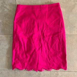 JCrew scalloped pink pencil skirt